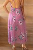 Fashionable Floral Chiffon Maxi Dress in Rose Color
